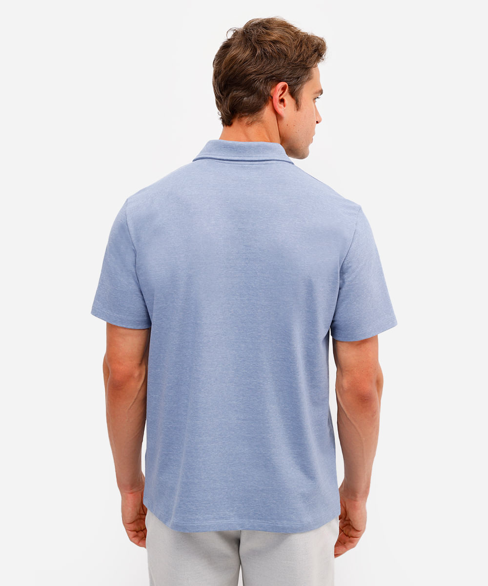 polo comfort masculina com algodão peruano azul
