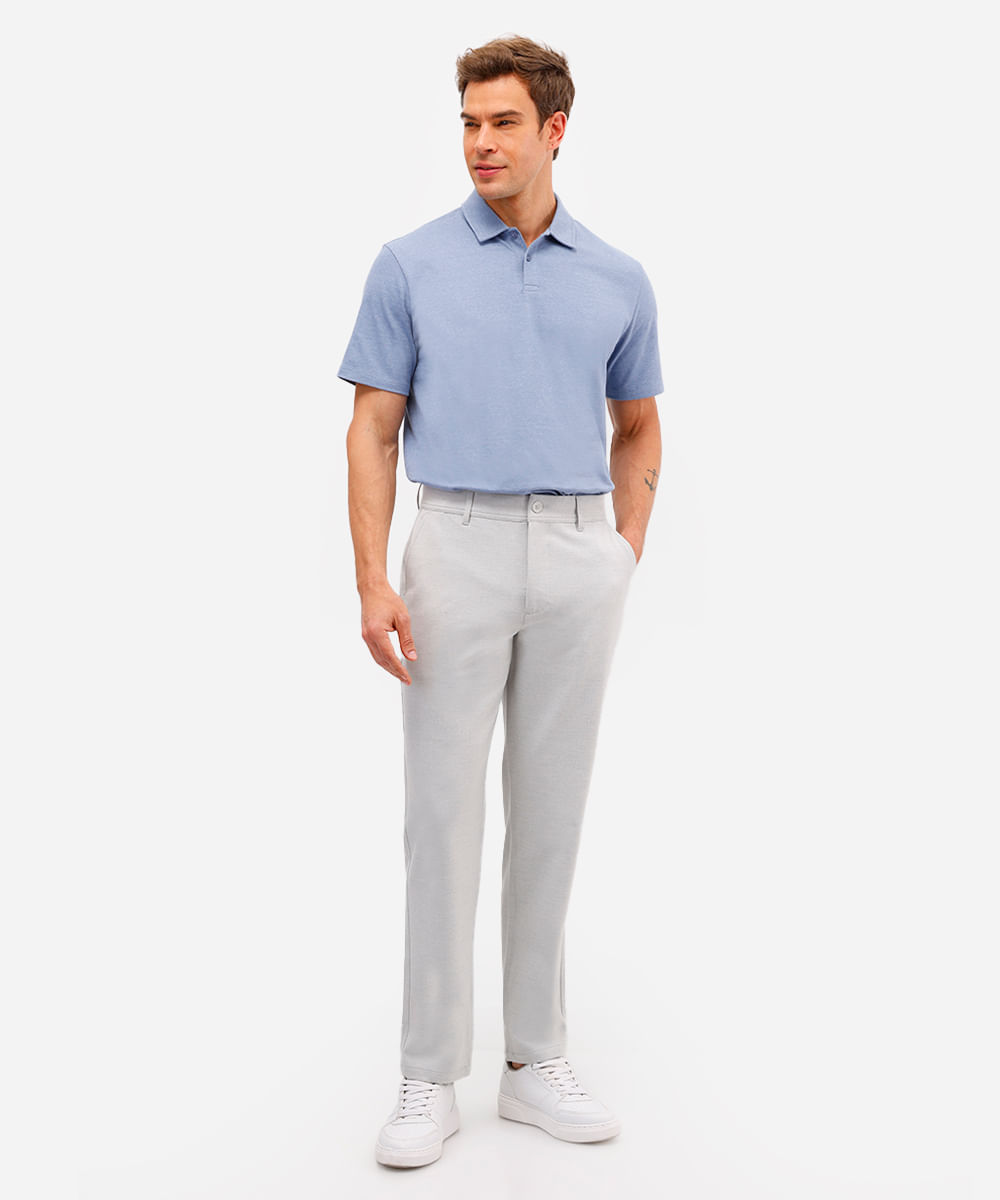 polo comfort masculina com algodão peruano azul