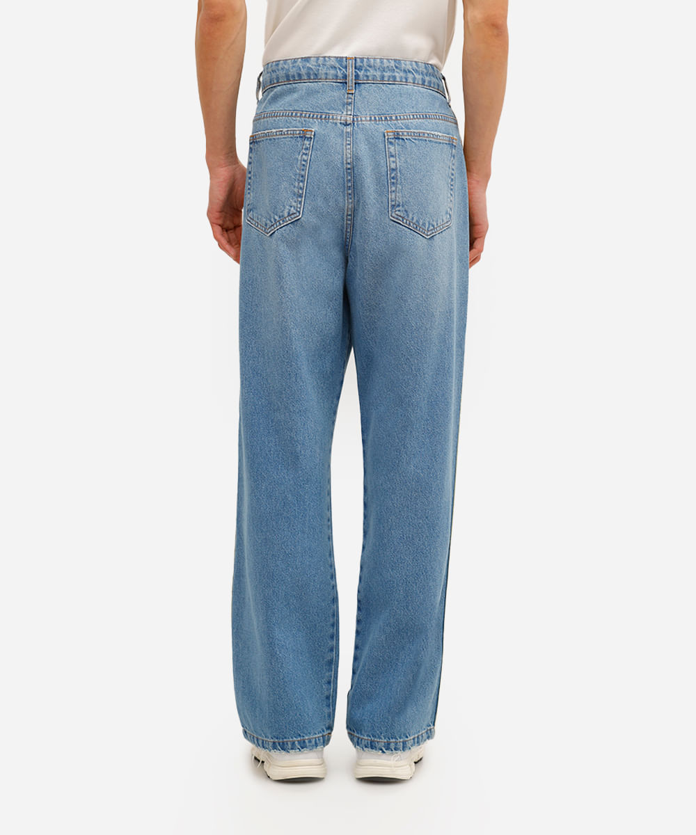 calça baggy masculina jeans com listras azul