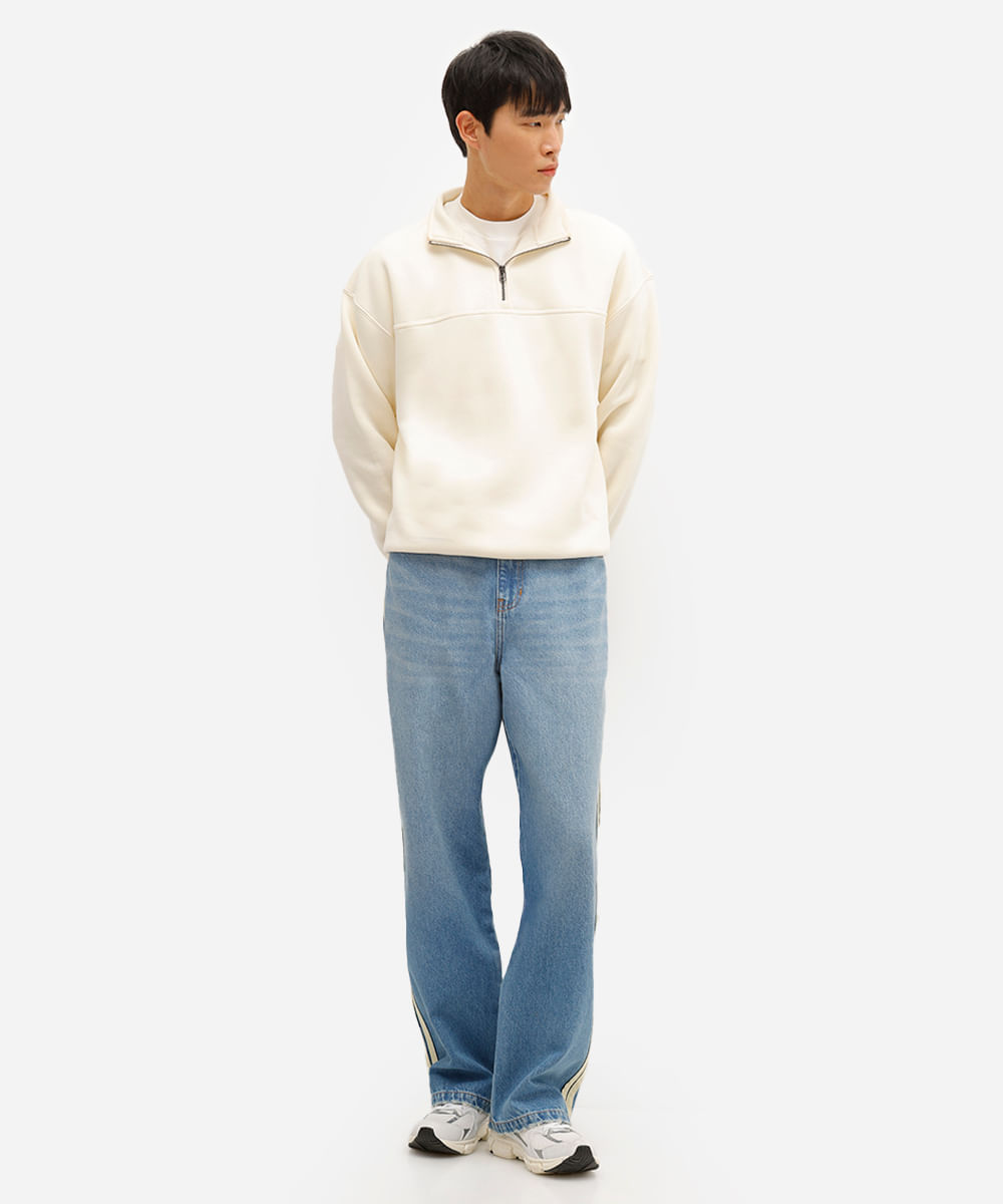 calça baggy masculina jeans com listras azul