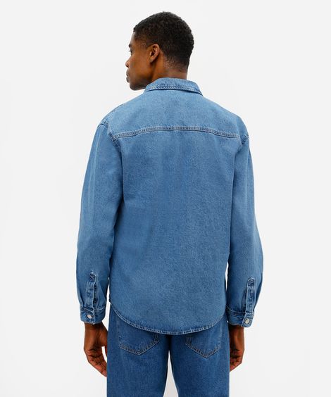 camisa overshirt masculina jeans azul