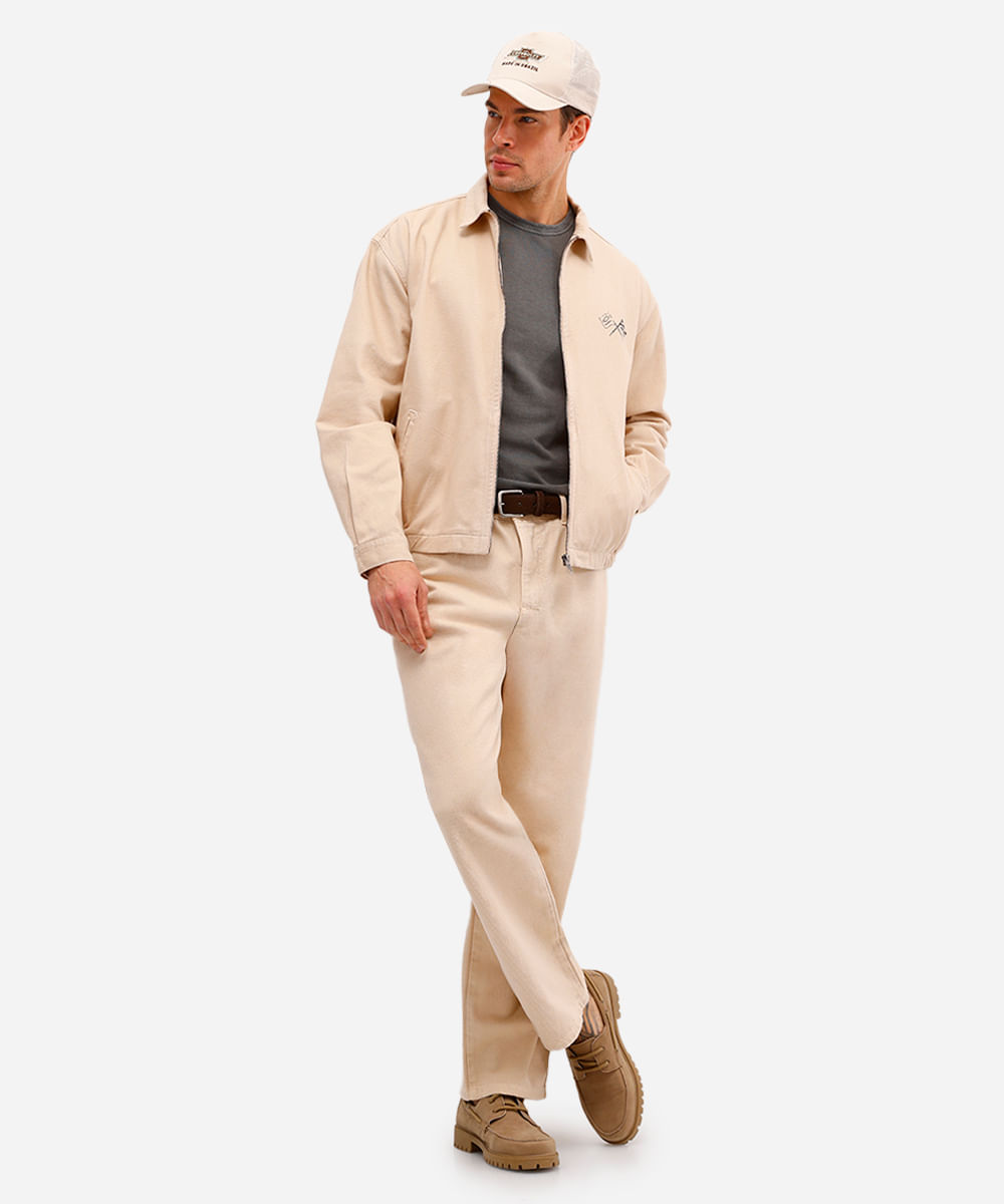 jaqueta masculina de sarja chevrolet opala bege