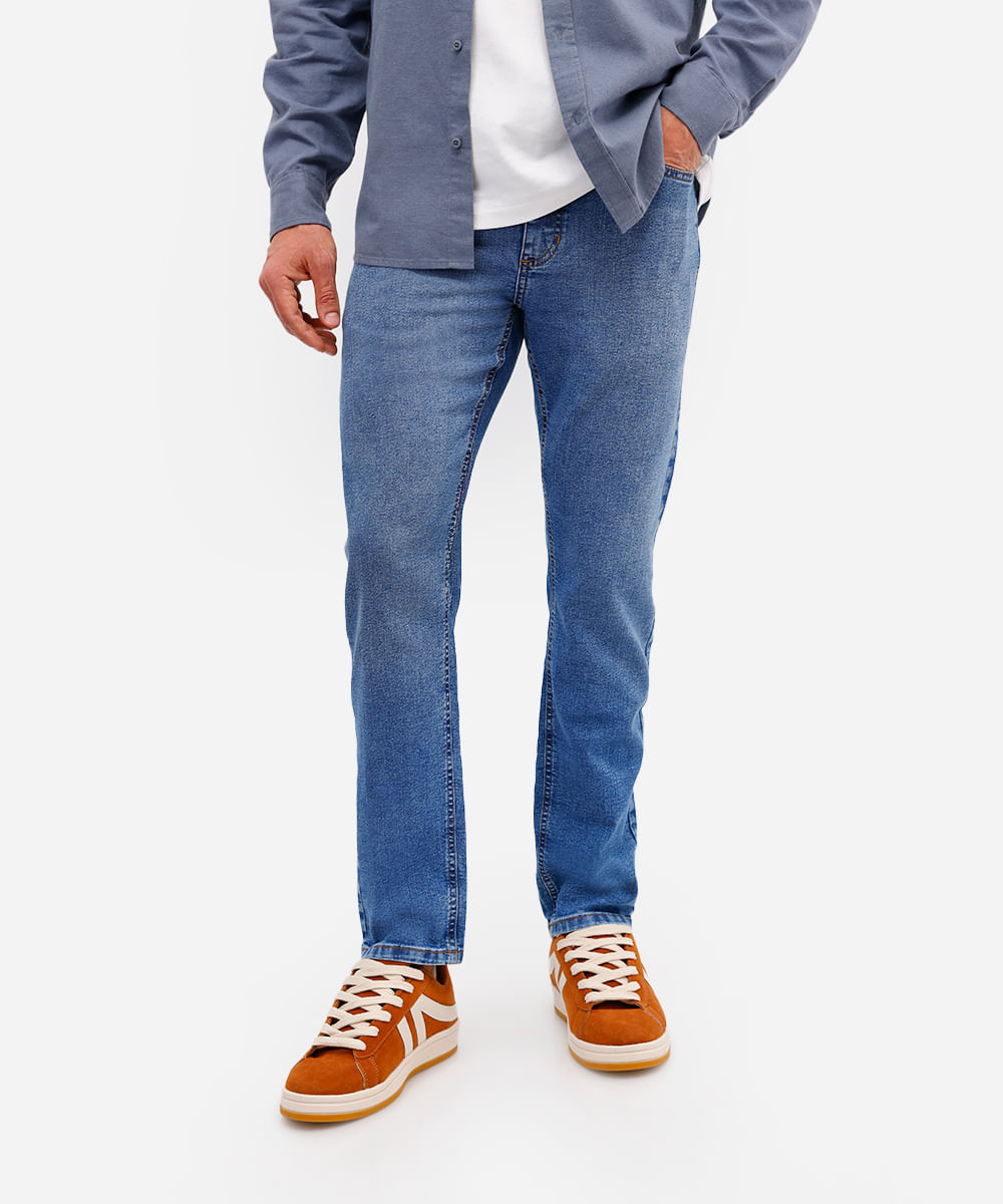 calça slim masculina jeans azul