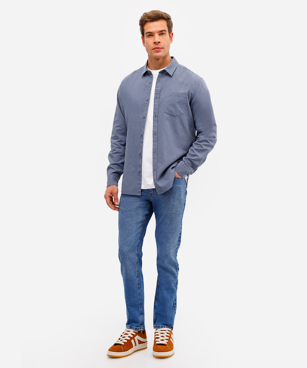 calça slim masculina jeans azul