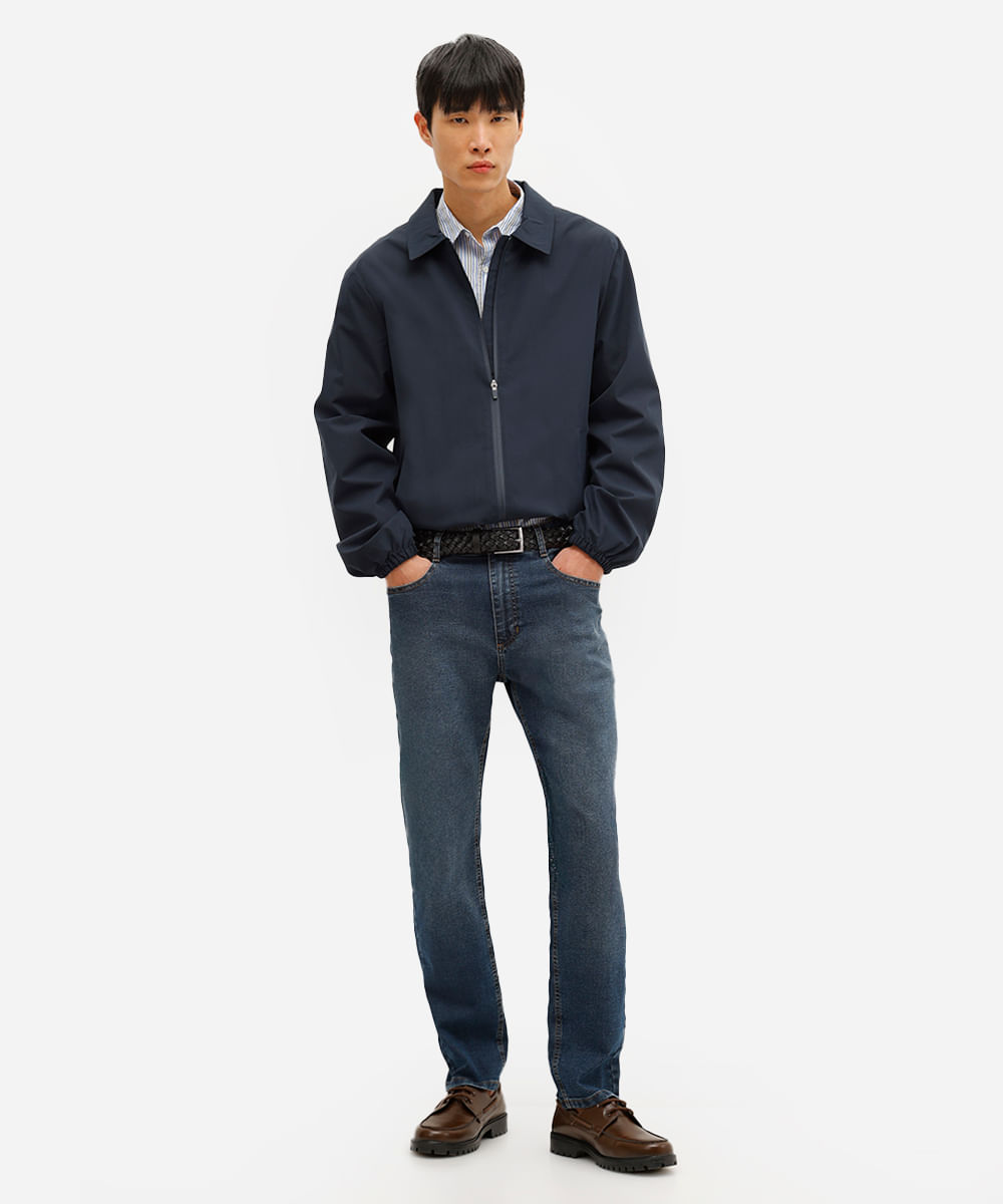 calça slim masculina jeans azul