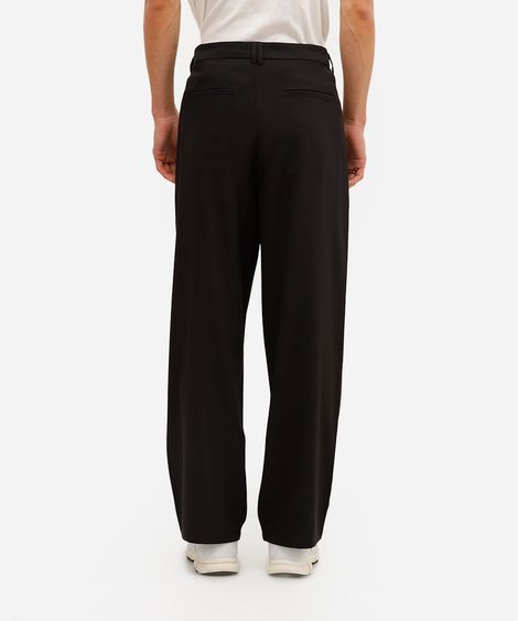 calça baggy masculina de alfaiataria com pregas preta