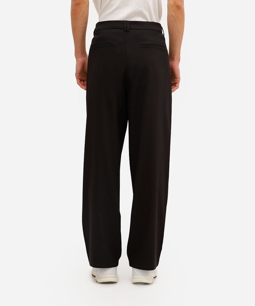 calça baggy masculina de alfaiataria com pregas preta