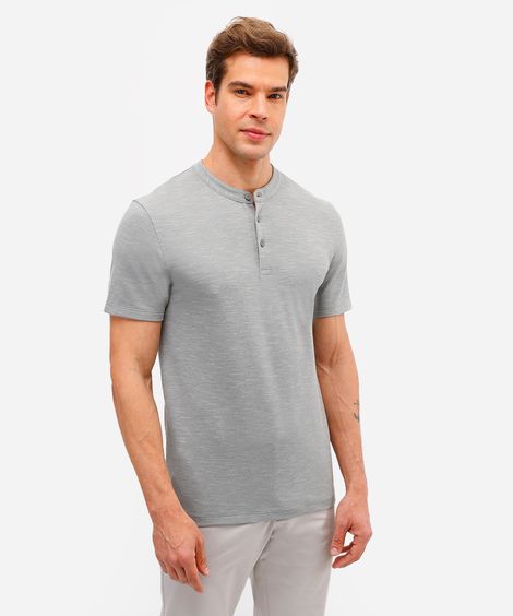 polo masculina de algodão gola padre texturizada verde