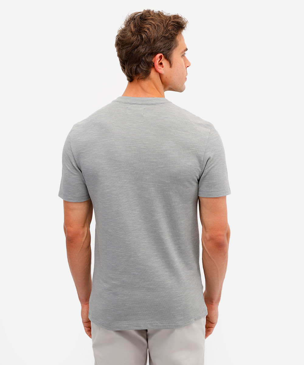 polo masculina de algodão gola padre texturizada verde