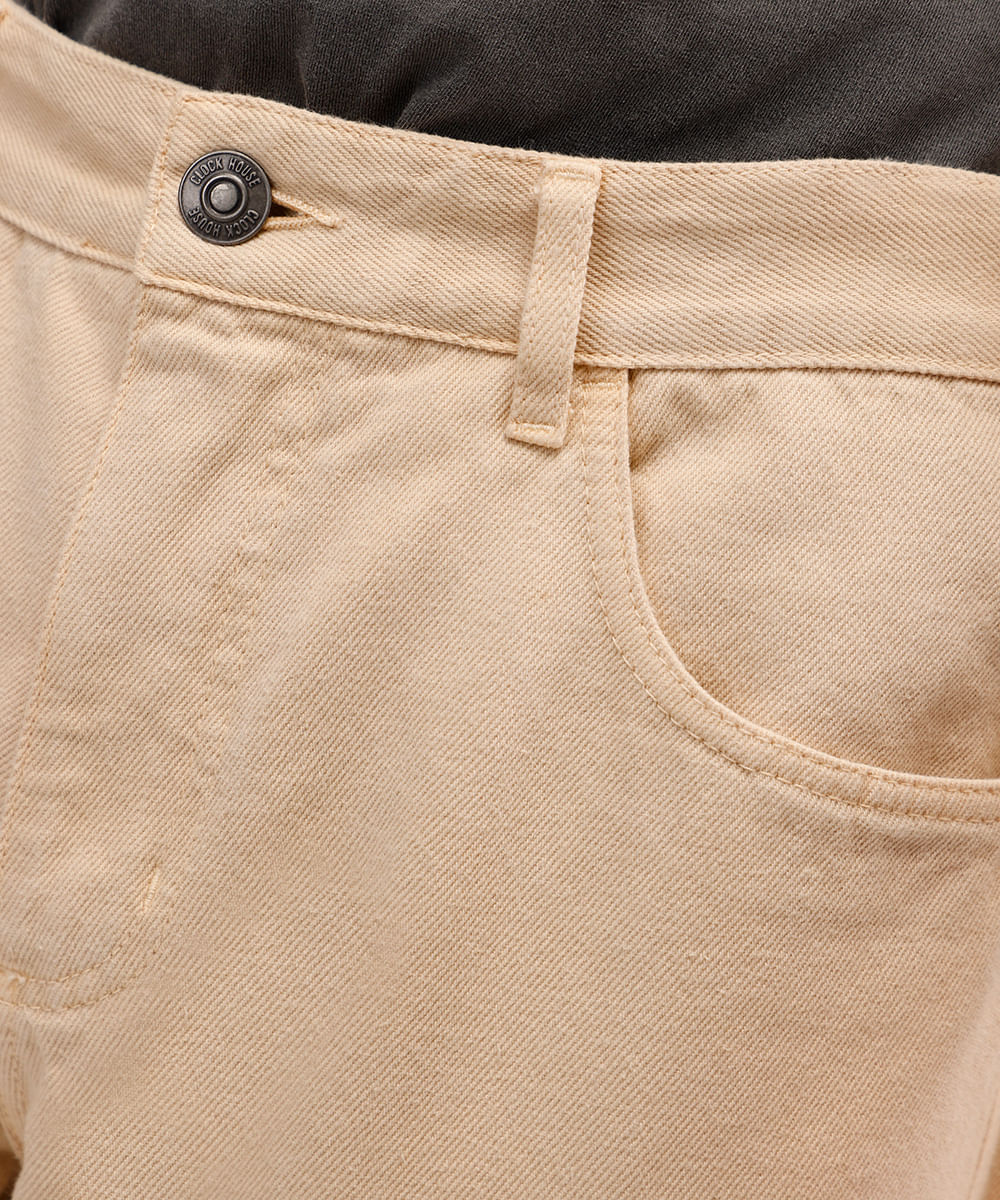 calça wide leg masculina de sarja bege