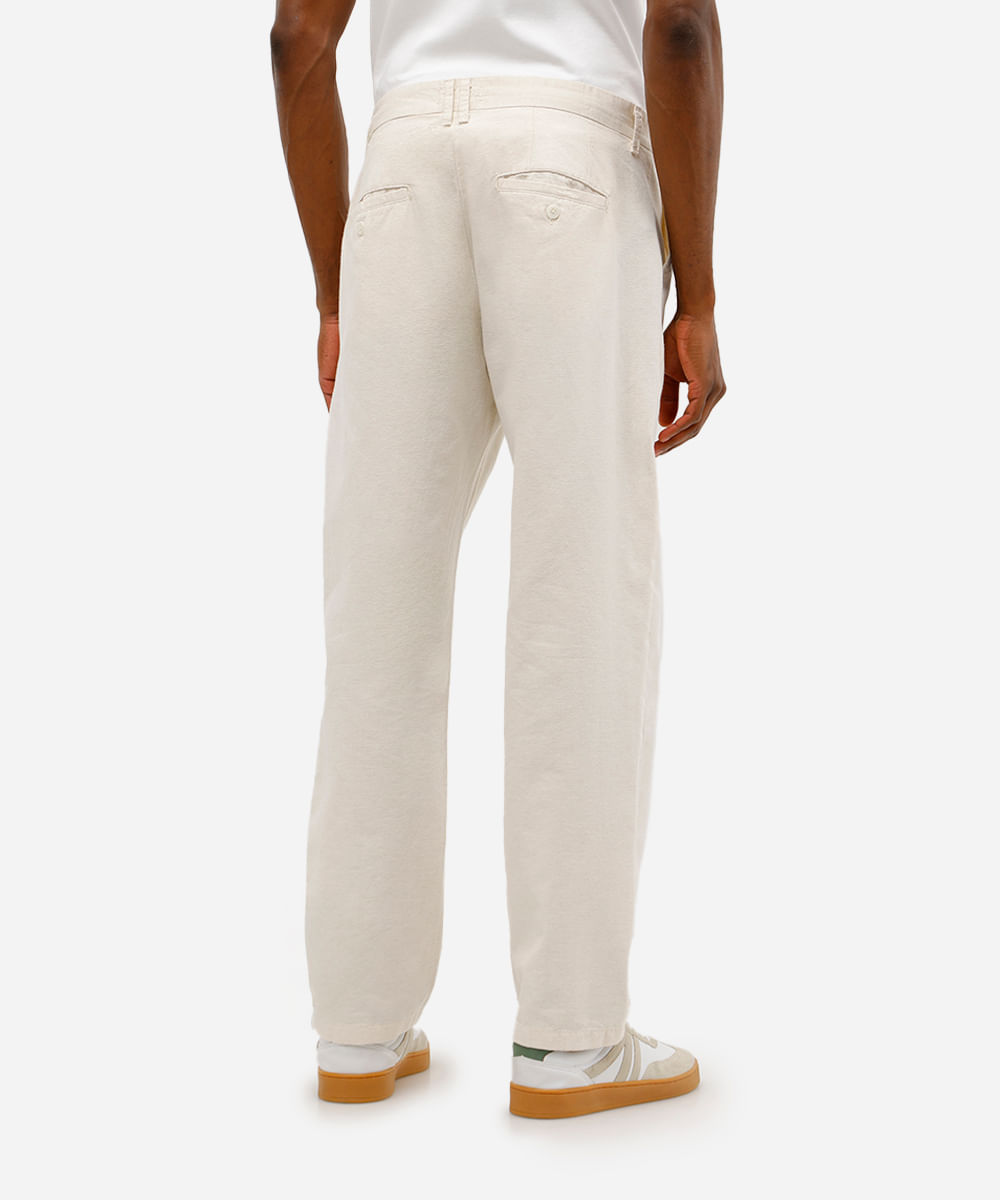 calça masculina de alfaiataria com linho off white