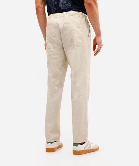 calça jogger masculina de algodão texturizada  bege