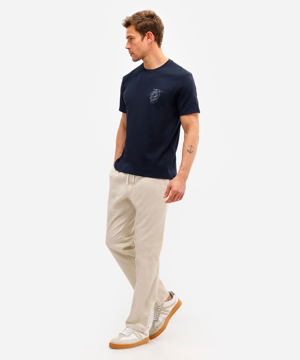 calça jogger masculina de algodão texturizada  bege