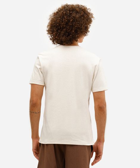 camiseta masculina com linho e bordado off white