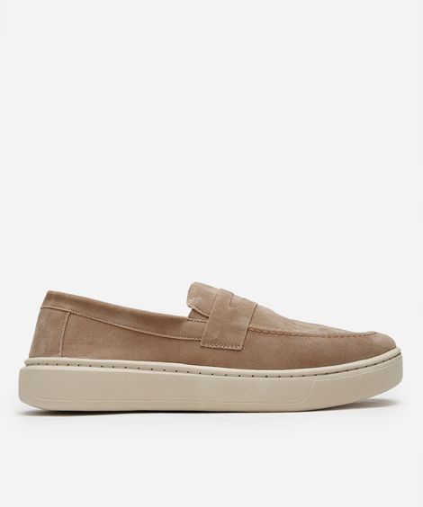 mocassim pespontado texturizado oneself bege