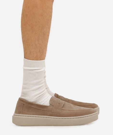 mocassim pespontado texturizado oneself bege