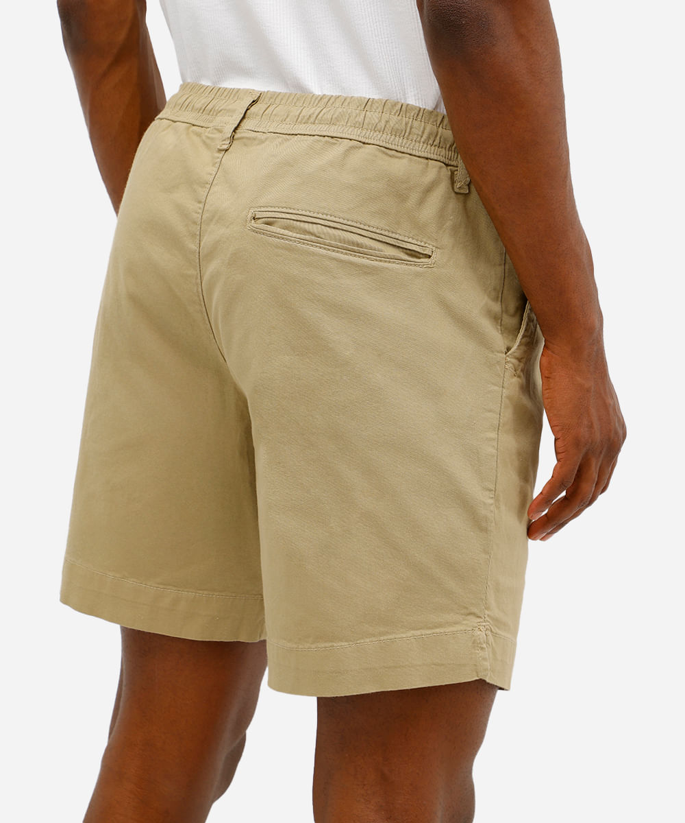 bermuda masculina de sarja com pregas bege