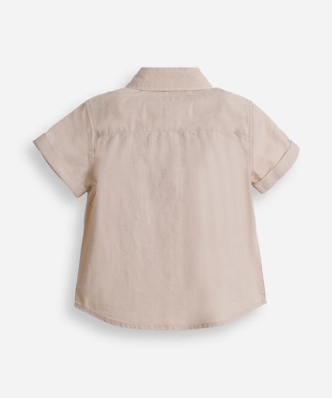 camisa de algodão infantil manga curta bege