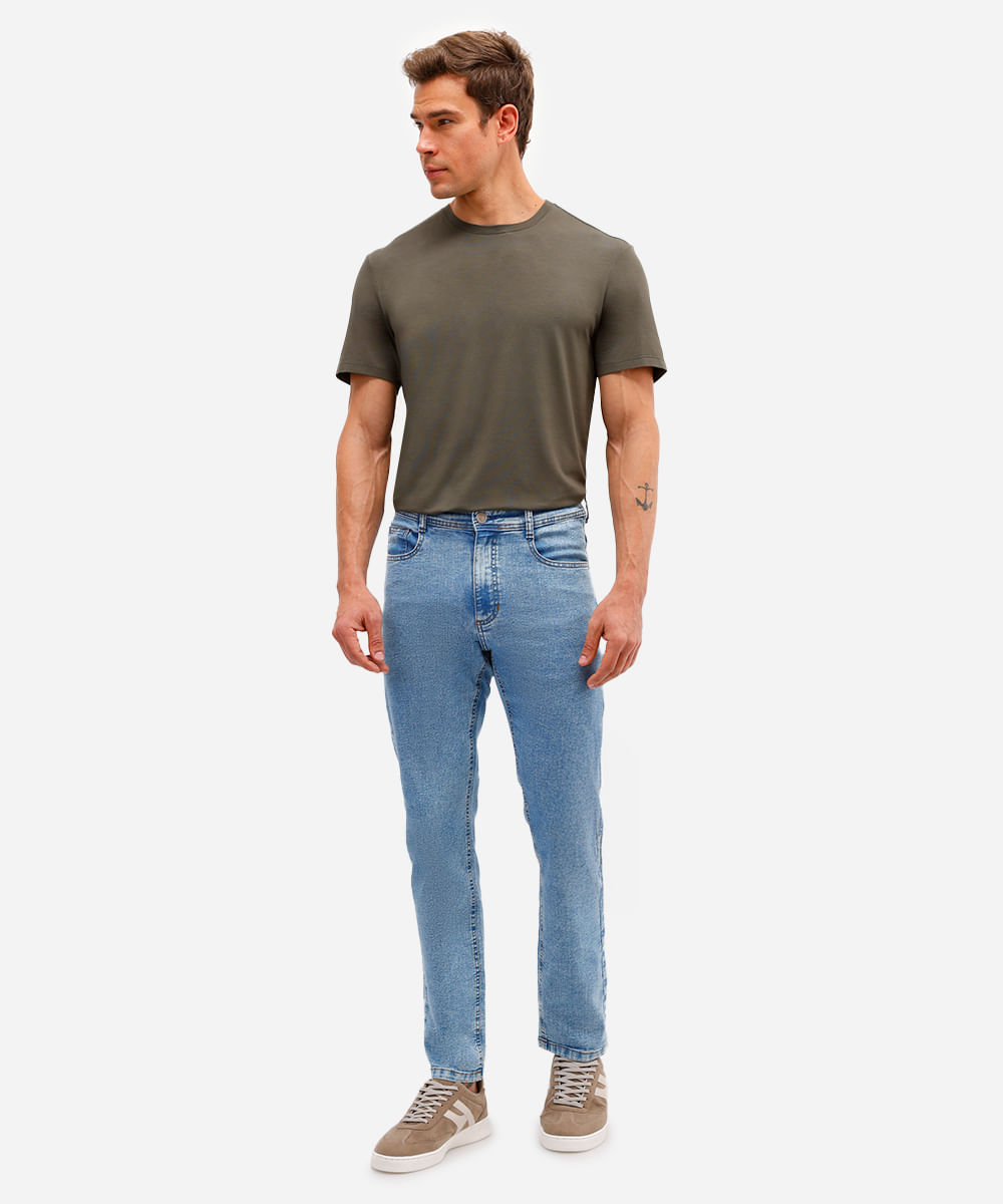 calça slim masculina jeans azul