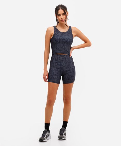 bermuda feminina esportiva animal print cinza