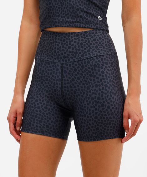 bermuda feminina esportiva animal print cinza