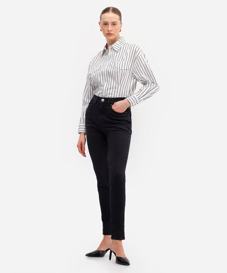 calça skinny feminina jeans cintura alta preta