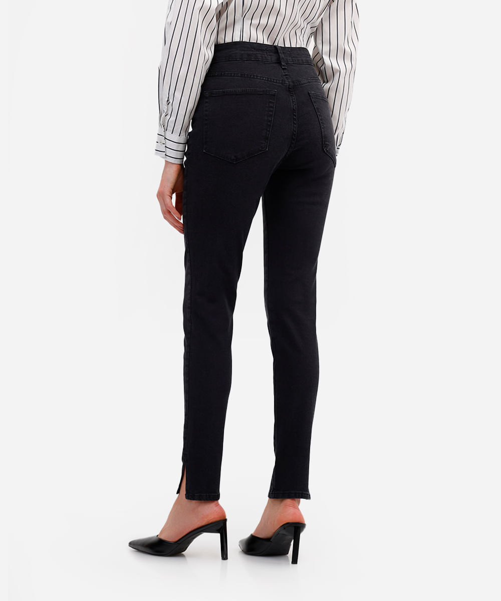 calça skinny feminina jeans cintura alta preta