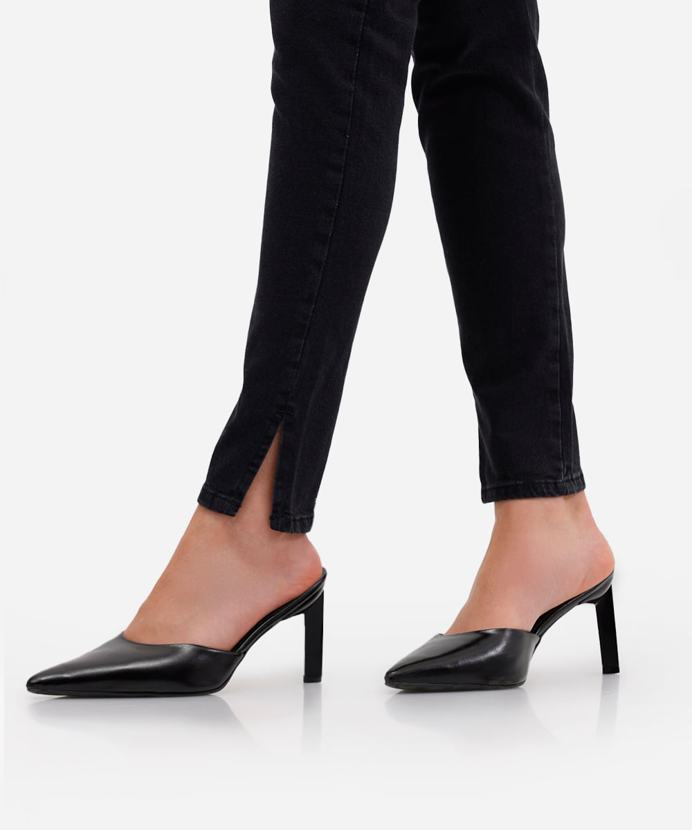 calça skinny feminina jeans cintura alta preta