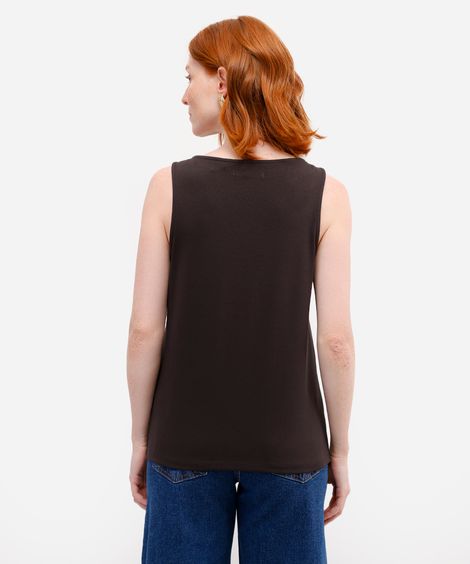 regata feminina com viscose decote canoa marrom