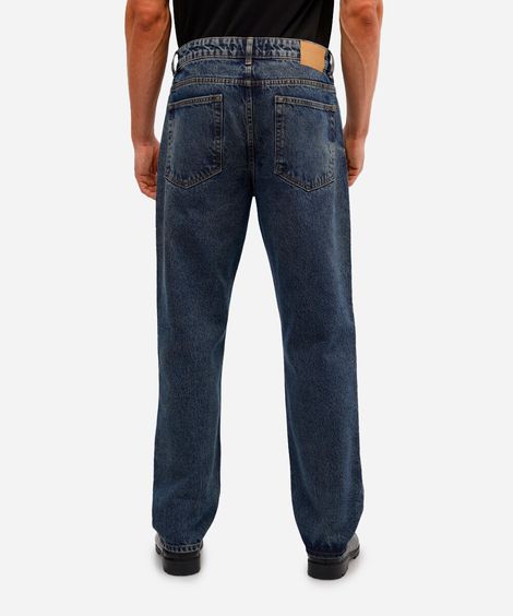 calça masculina reta jeans azul