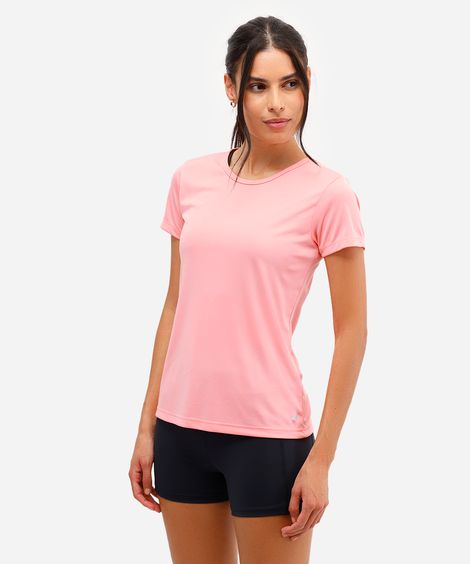 blusa feminina básica manga curta esportiva rosa
