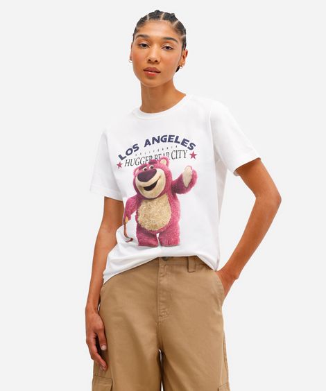 camiseta feminina de algodão lotso toy story off white