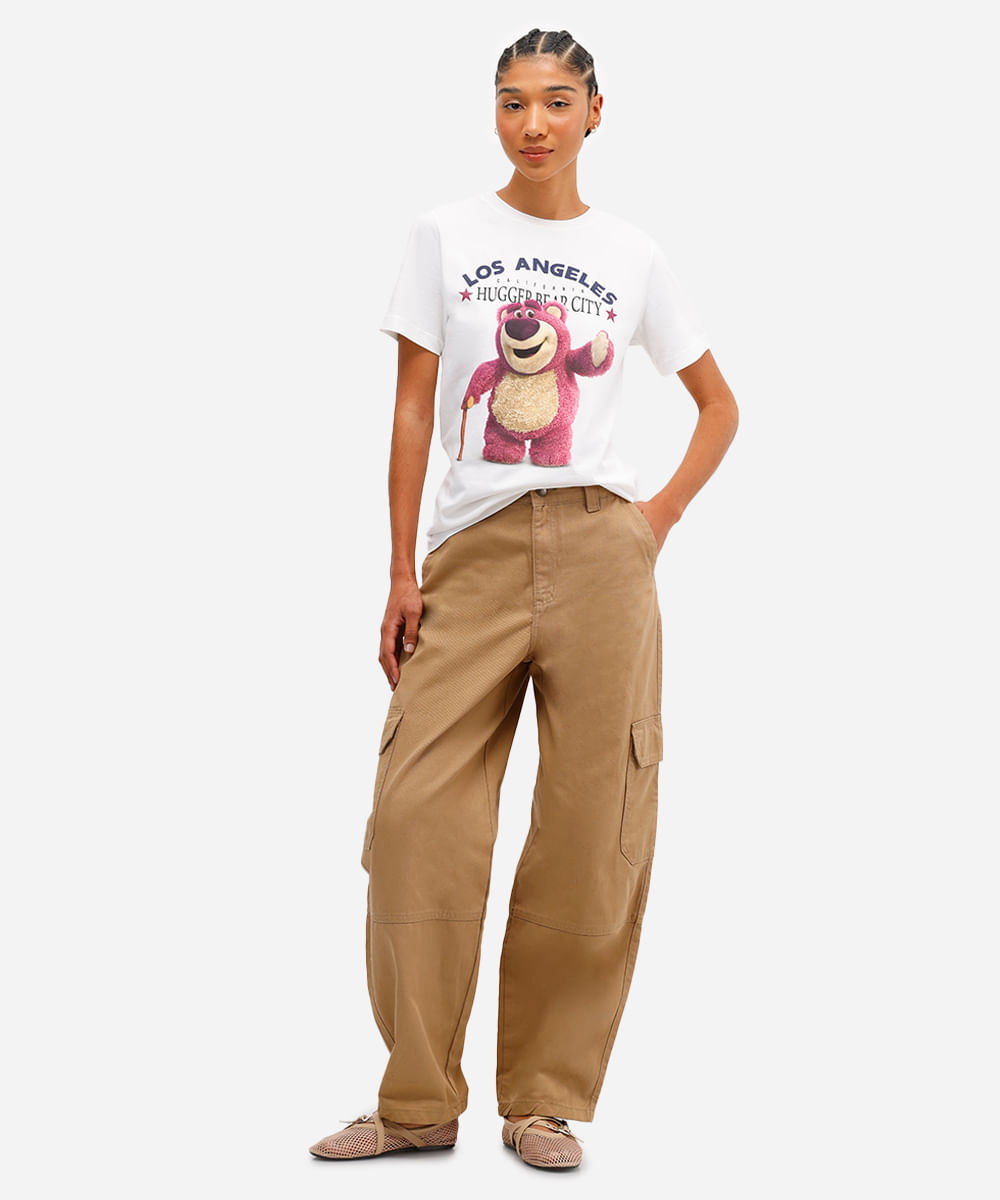 camiseta feminina de algodão lotso toy story off white