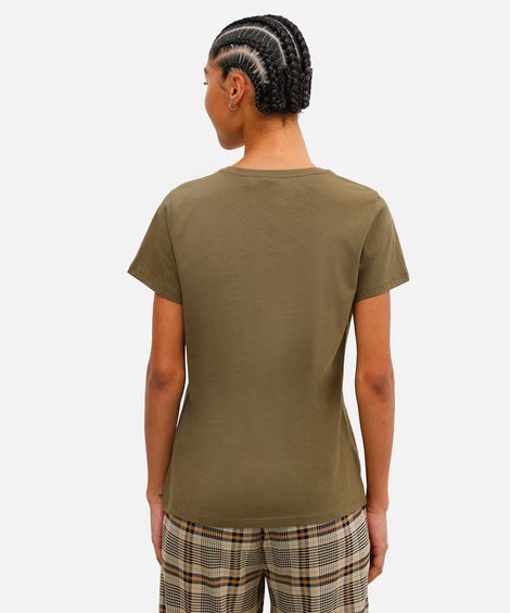 camiseta feminina de algodão garfield texturizada verde