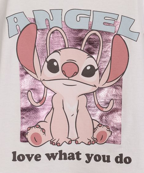 camiseta infantil de algodão angel stitch metalizada off white