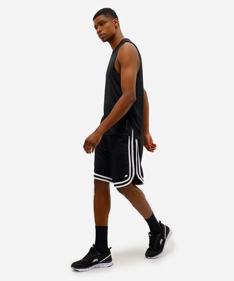 bermuda esportiva basquete masculina texturizada preta