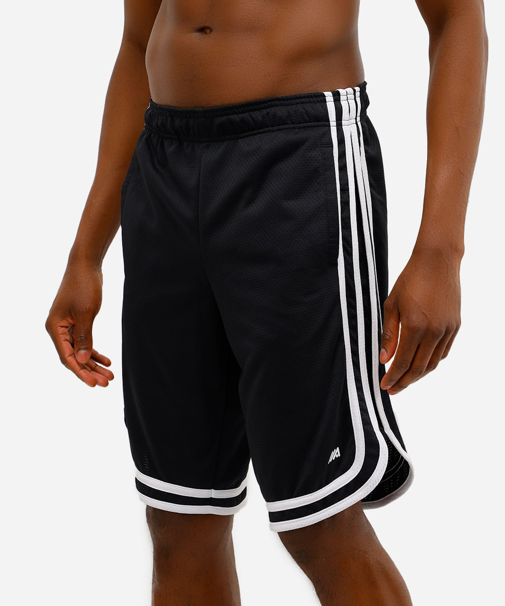 bermuda basquete masculina esportiva ace texturizada preta