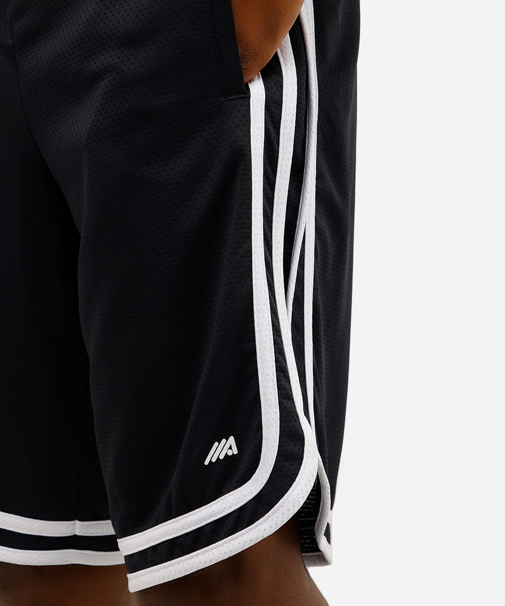 bermuda basquete masculina esportiva ace texturizada preta