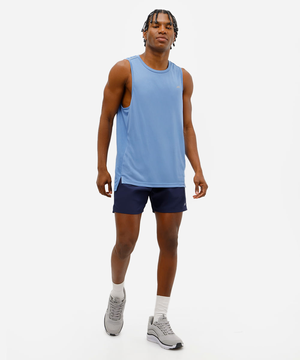 short masculino esportivo bolso com zíper azul