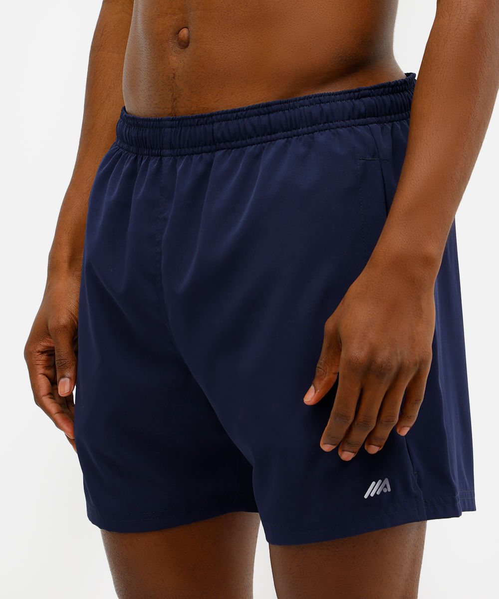 short masculino esportivo bolso com zíper azul