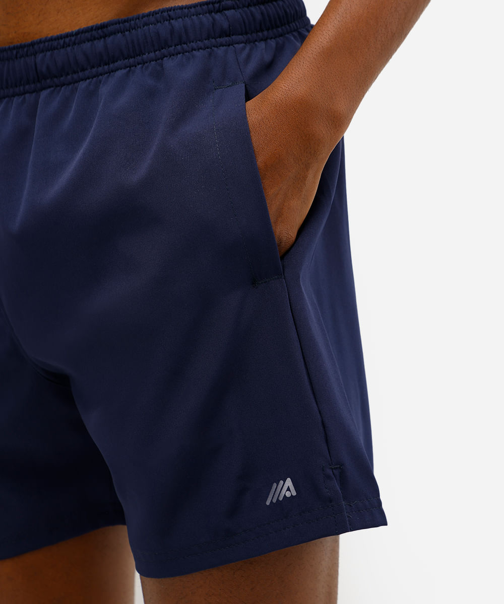short masculino esportivo bolso com zíper azul
