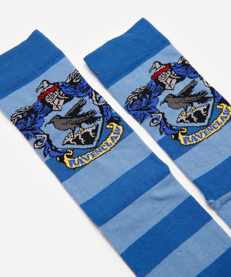 meia cano longo harry potter corvinal listrada azul