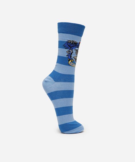 meia cano longo harry potter corvinal listrada azul