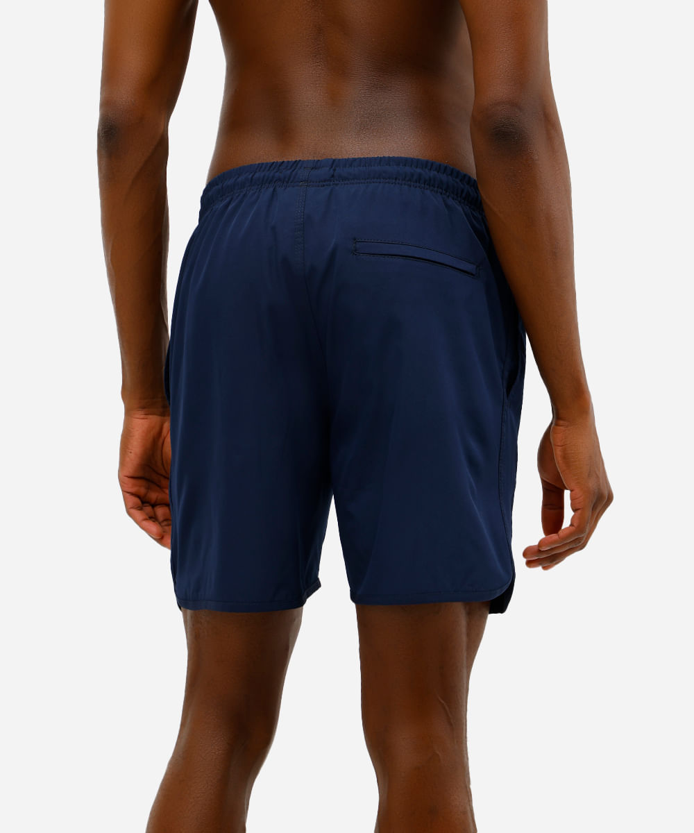 short masculino cós elástico bolso com zíper azul