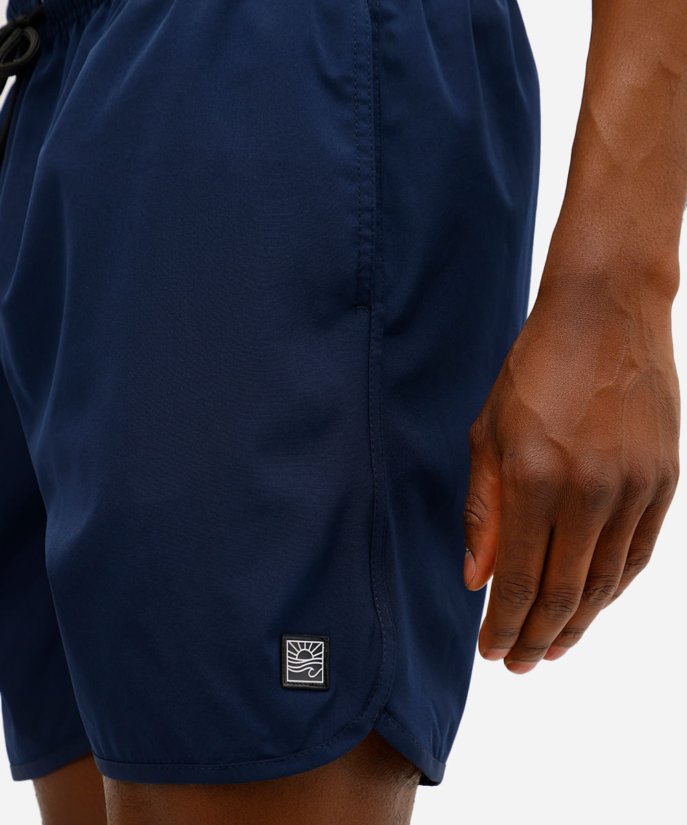 short masculino cós elástico bolso com zíper azul