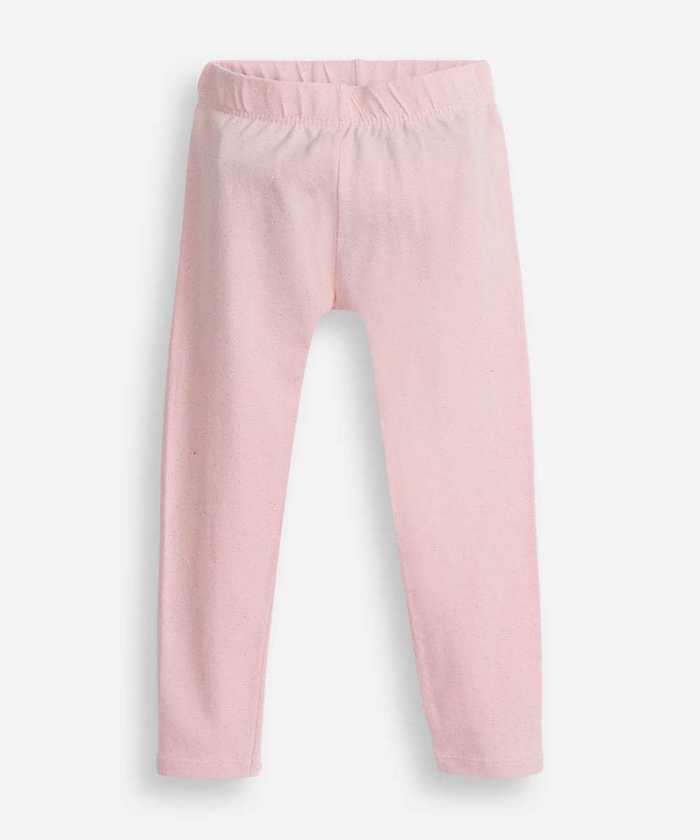 calça legging infantil com glitter rosa