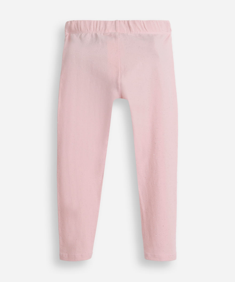 calça legging infantil com glitter rosa