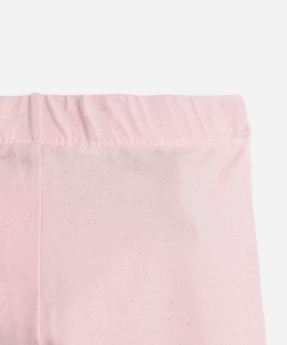 calça legging infantil com glitter rosa