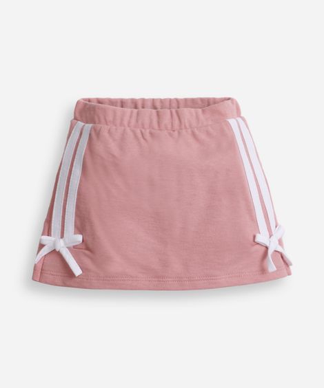 short saia infantil de moletom com laços rosa