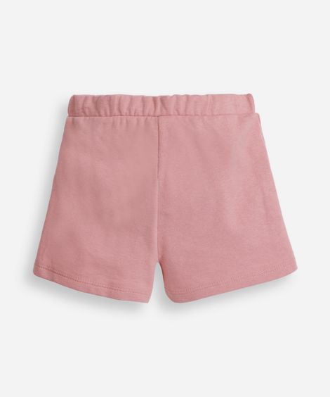 short saia infantil de moletom com laços rosa